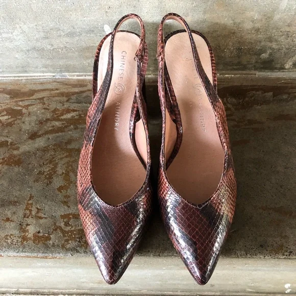 Chinese Laundry pink snake sling back pump - Picture 4 of 11